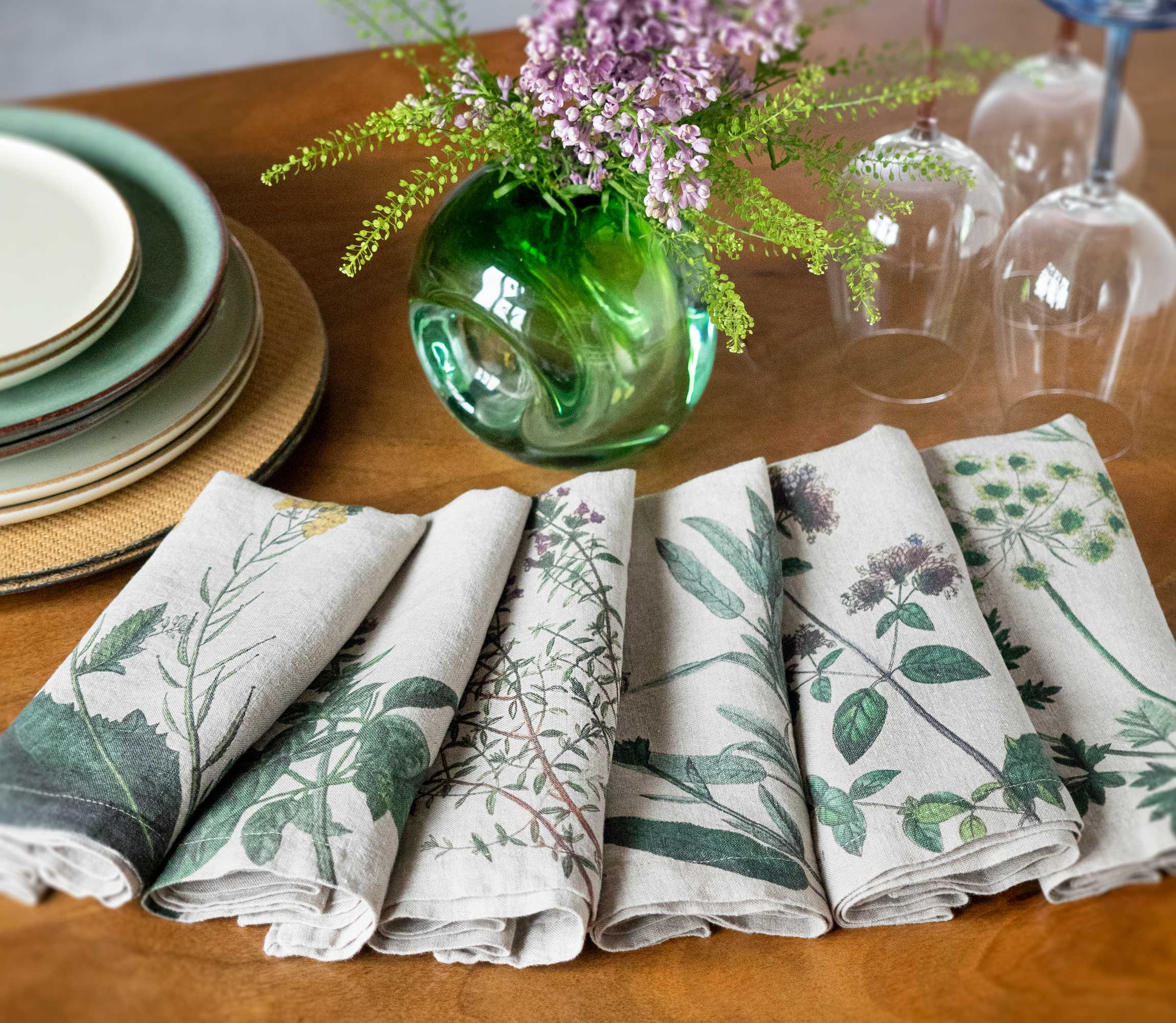 Serviettes lin herbes aromatiques 6