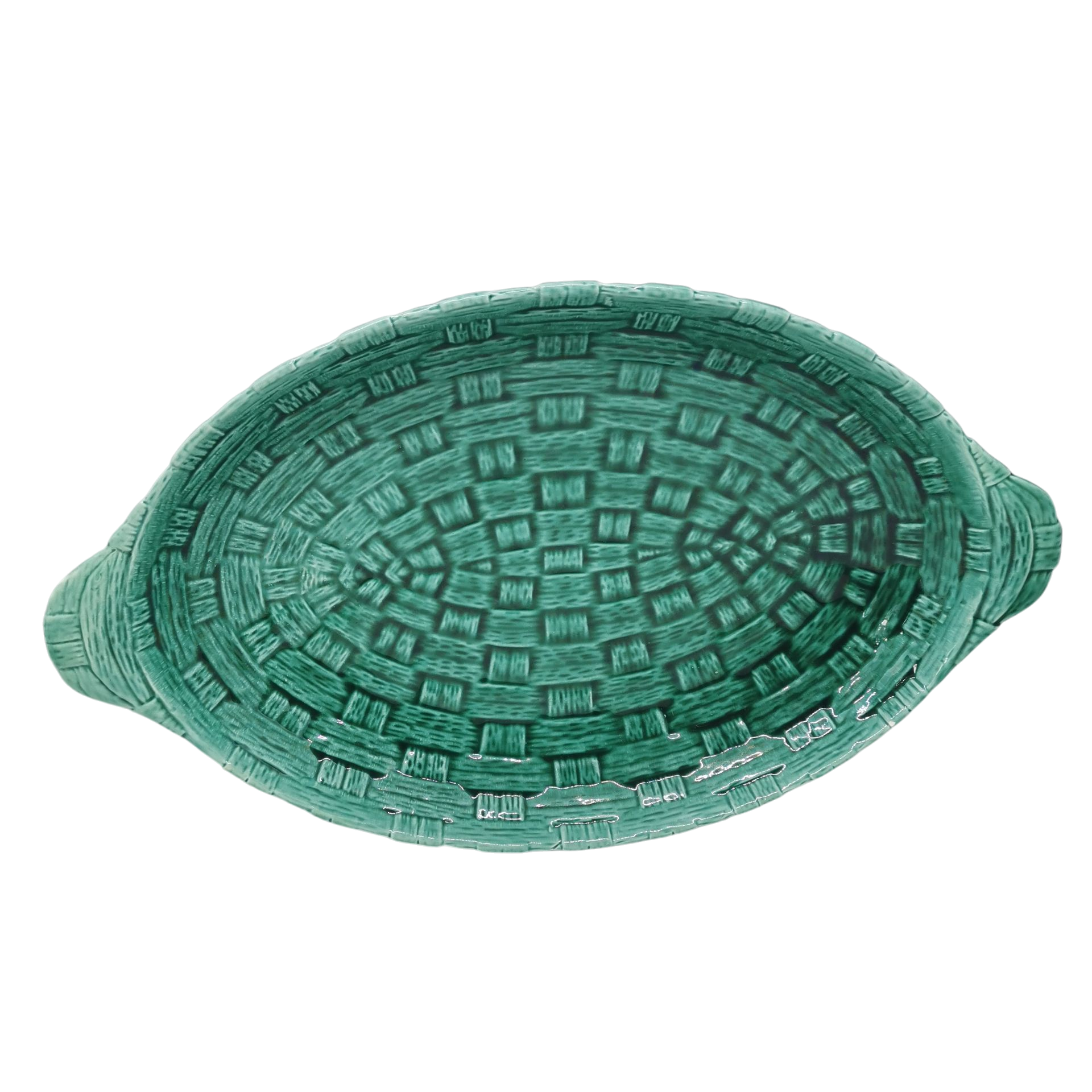MR239-plat-creux-oval-barbotine-cannage-vert-ceramique-digoin-sarreguemines4