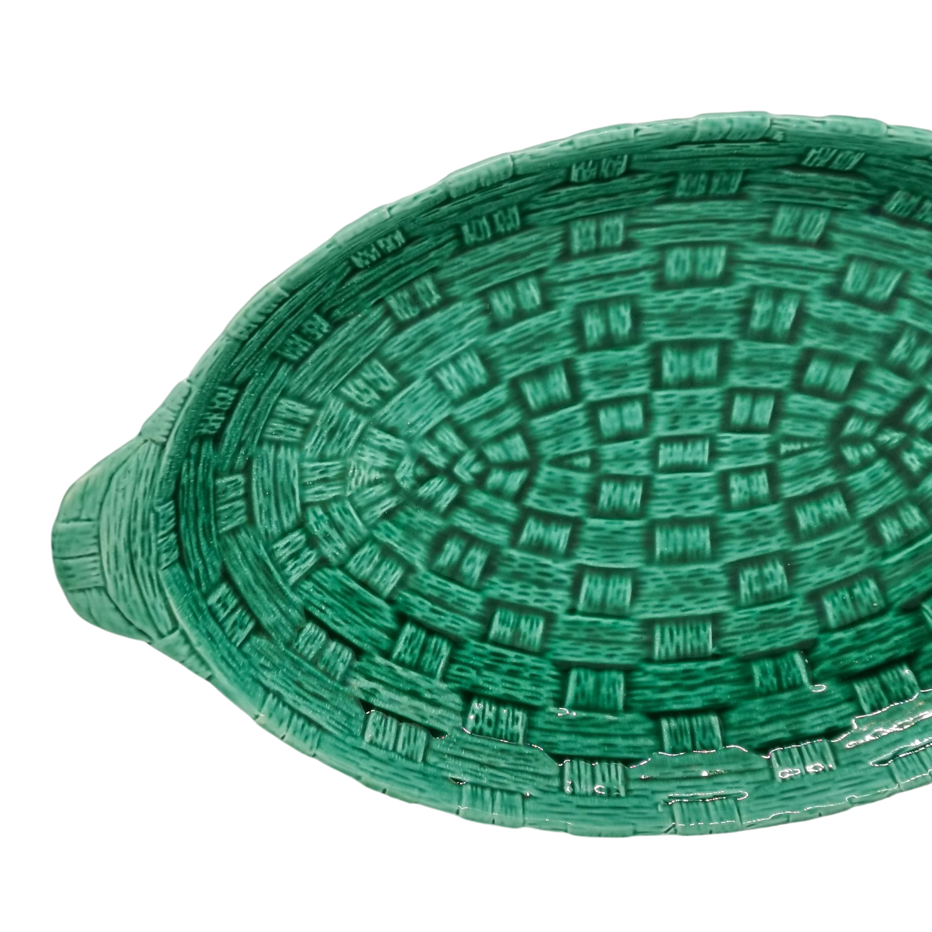 MR239-plat-creux-oval-barbotine-cannage-vert-ceramique-digoin-sarreguemines6