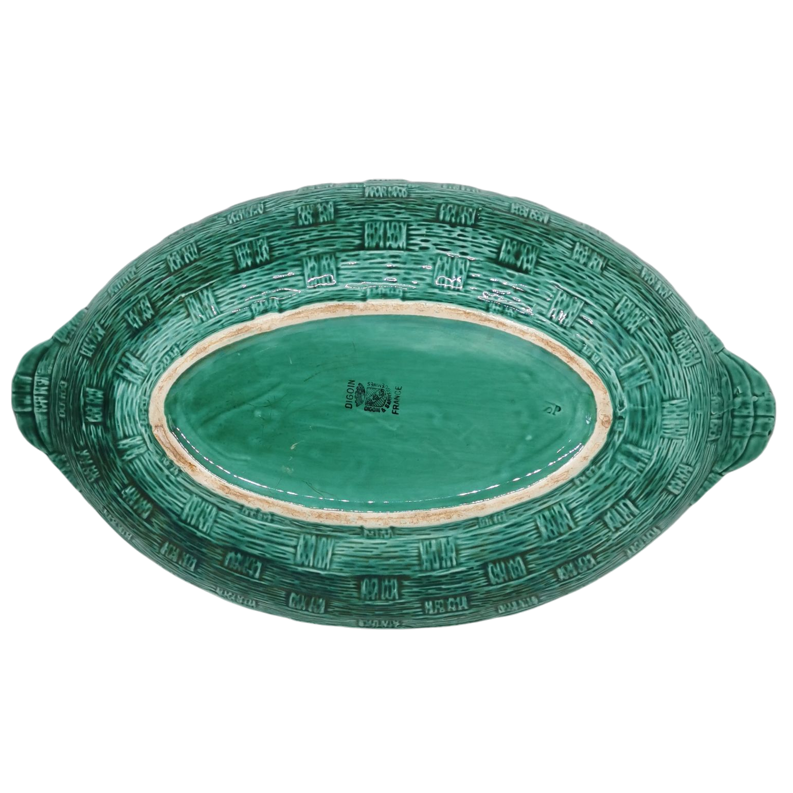 MR239-plat-creux-oval-barbotine-cannage-vert-ceramique-digoin-sarreguemines5