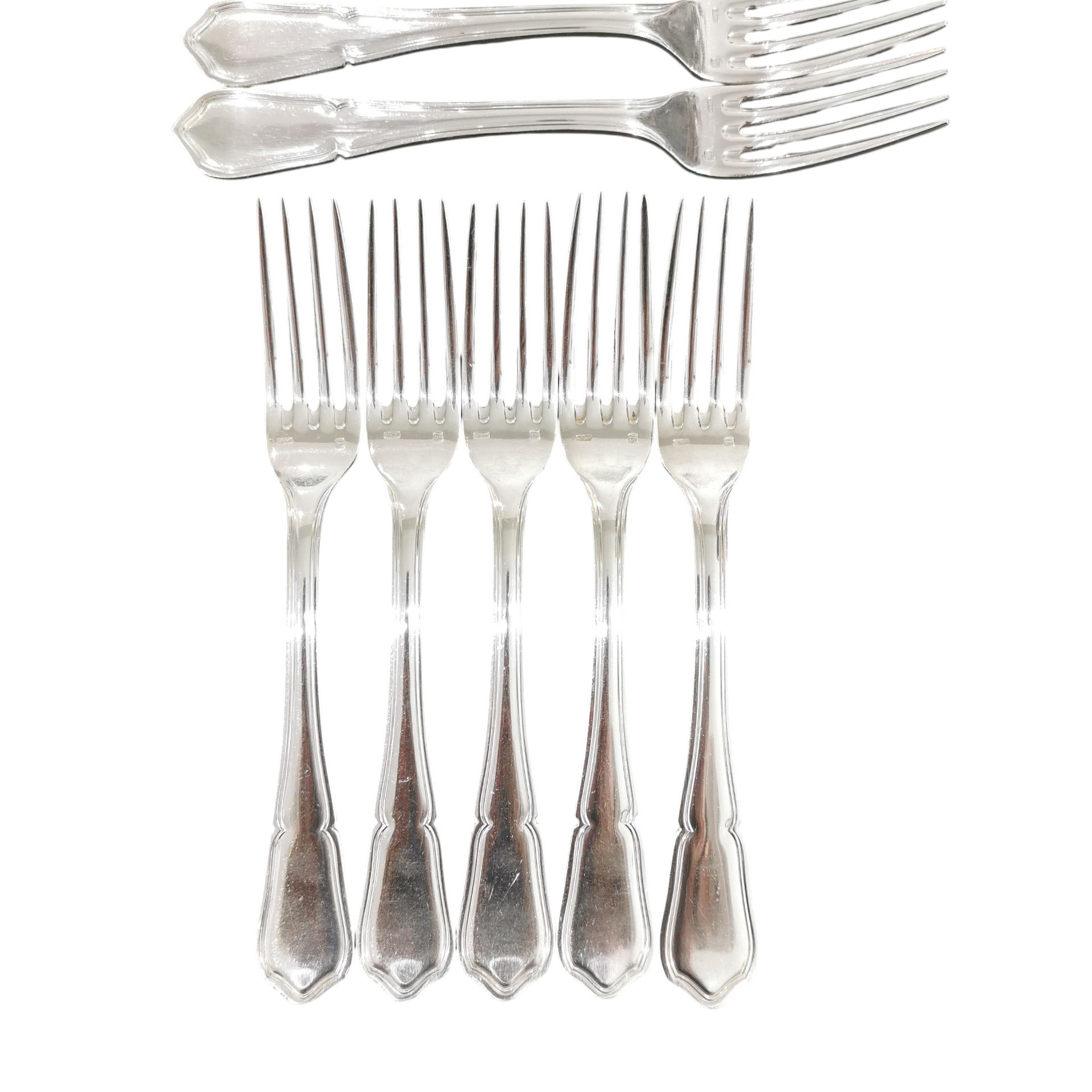 12 Fourchettes A Gateau + Pelle + 12 Cuilleres métal argenté LCF modèle filet