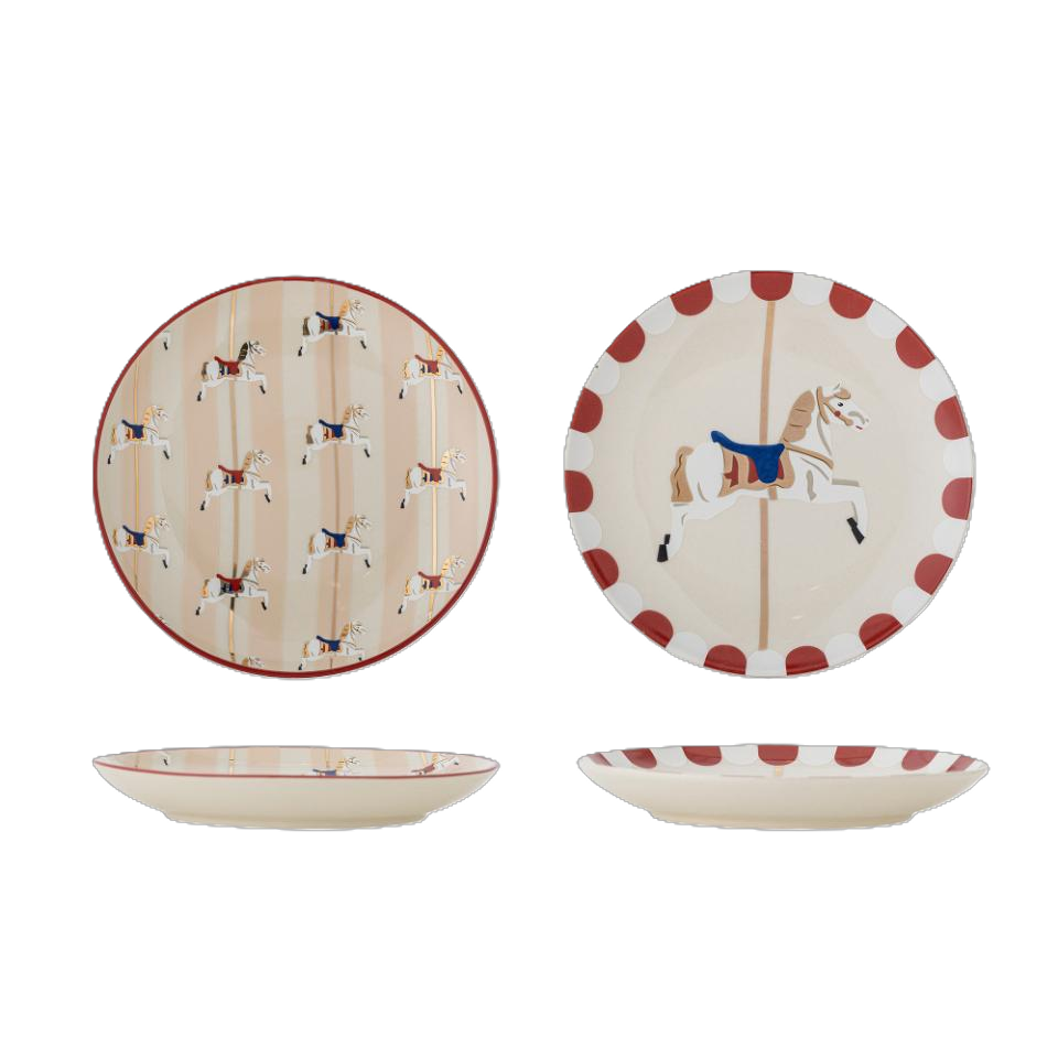 assiette-dessert-merry-go-round-bloomingville-noel-chevaux-set-de-2