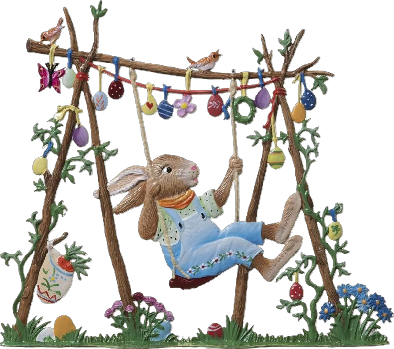 12723-BE-hasenschaukel-2013-lapin-sur-balancoire-decoration-paques-etain-wilhelm-schweizer