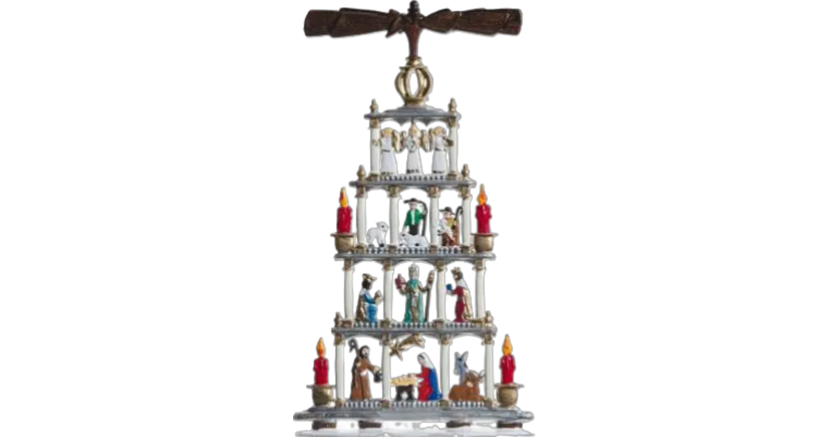 BRUBAKER Pyramide De Noël Tournante 3 Étages En Bois - 45 Cm Avec Personnages Peints à La Main - Décoration Festive Marron