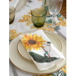 Serviettes lin fleurs jaunes 3