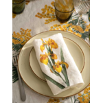 Serviettes lin fleurs jaunes 4