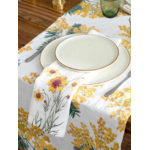 Serviettes lin fleurs jaunes 2