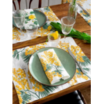 Serviettes lin fleurs jaunes 1