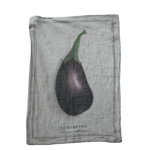 Torchon en lin naturel Aubergine