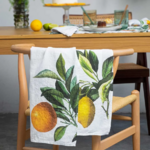 Torchon en lin motif Orange