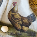 Torchon en lin motif poule 1