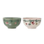 Bol-Yule-Bloomingville-Gres-set-de-2-Couleurs-de-Noel