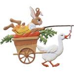 12651-BE- mohrchenwagen-lapin-chariot-carrotes-oie-decoration-pâques-etain-wilhelm-schweizer