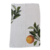 Torchon en lin blanc motif orange