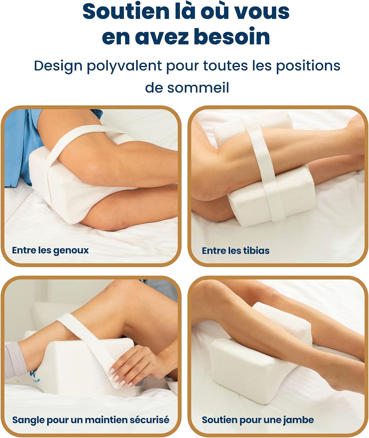 Everlasting Comfort Coussin de genou pour dormir sur le côté – Coussin de jambe en mousse à mémoire de forme de qualité sup 3