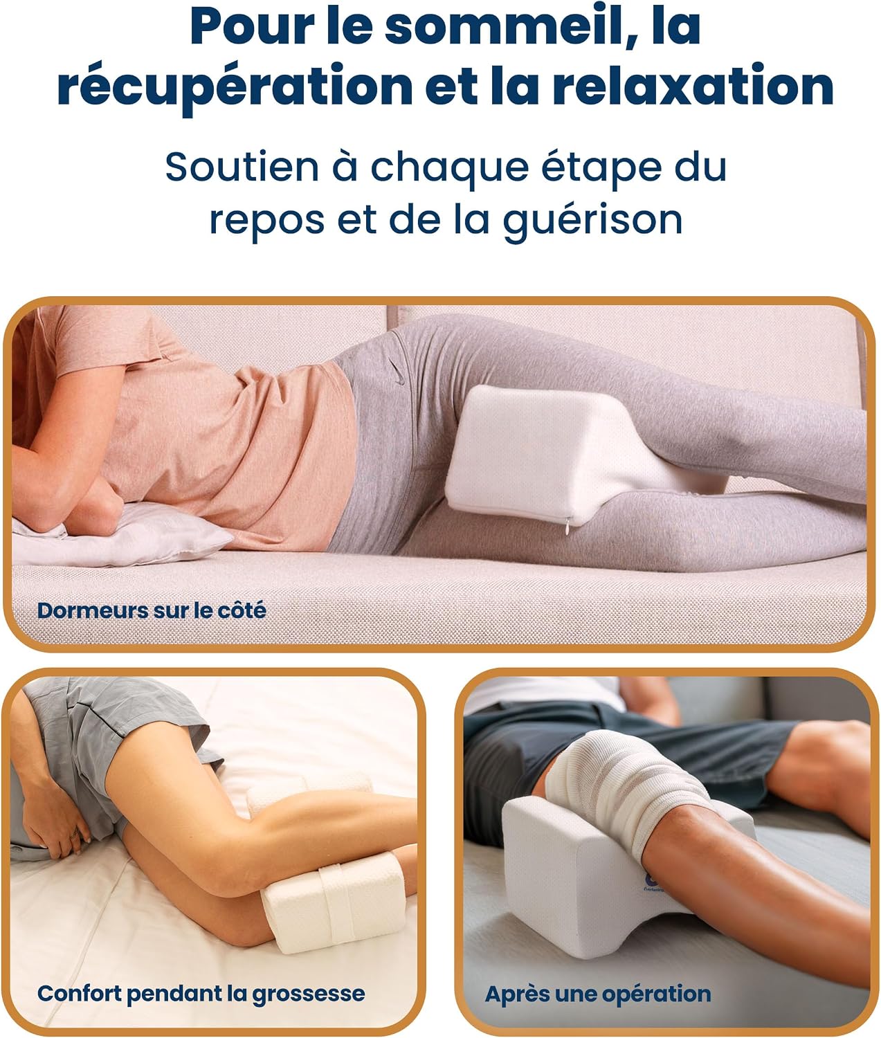 Everlasting Comfort Coussin de genou pour dormir sur le côté – Coussin de jambe en mousse à mémoire de forme de qualité sup 7