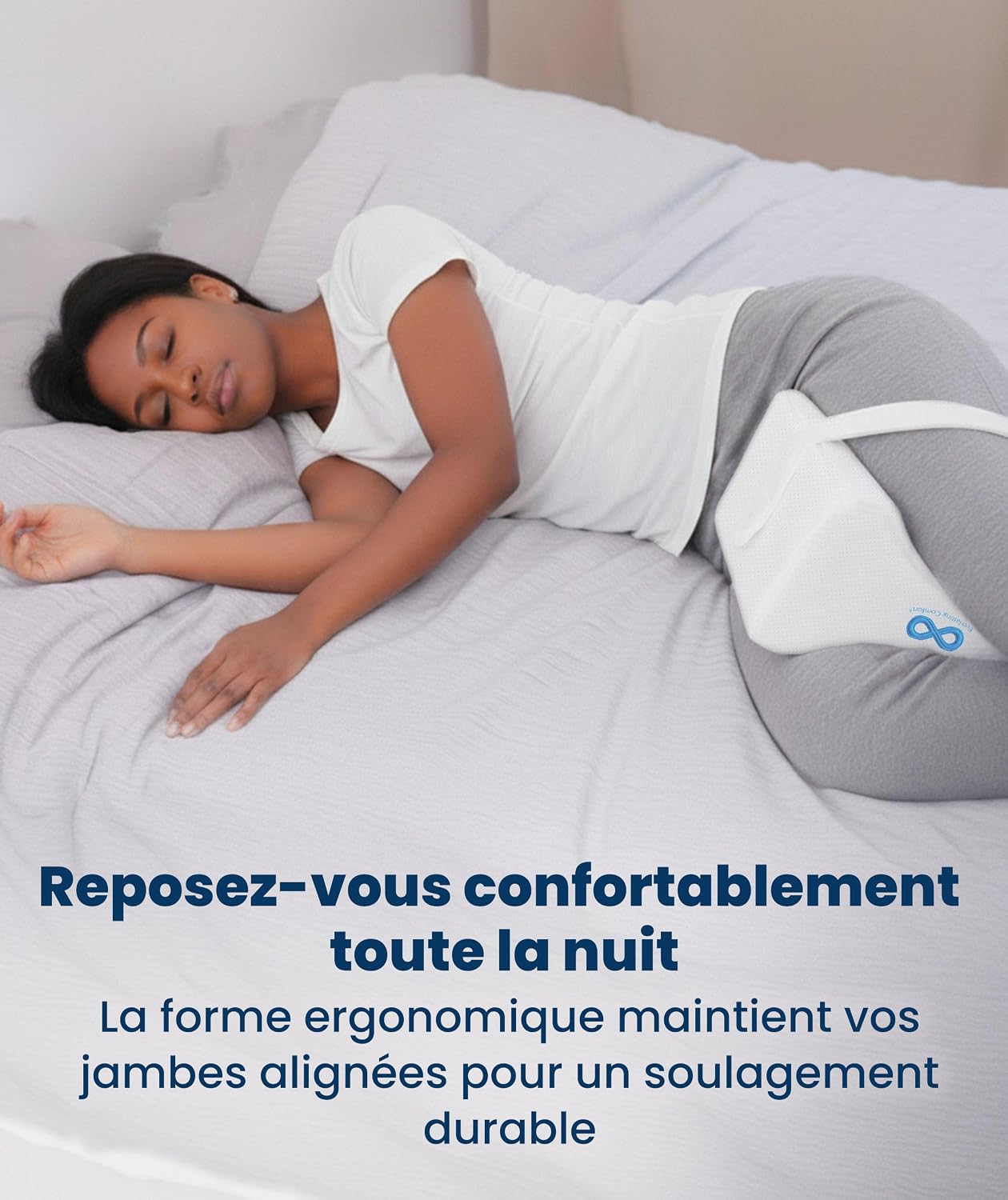 Everlasting Comfort Coussin de genou pour dormir sur le côté – Coussin de jambe en mousse à mémoire de forme de qualité sup 8