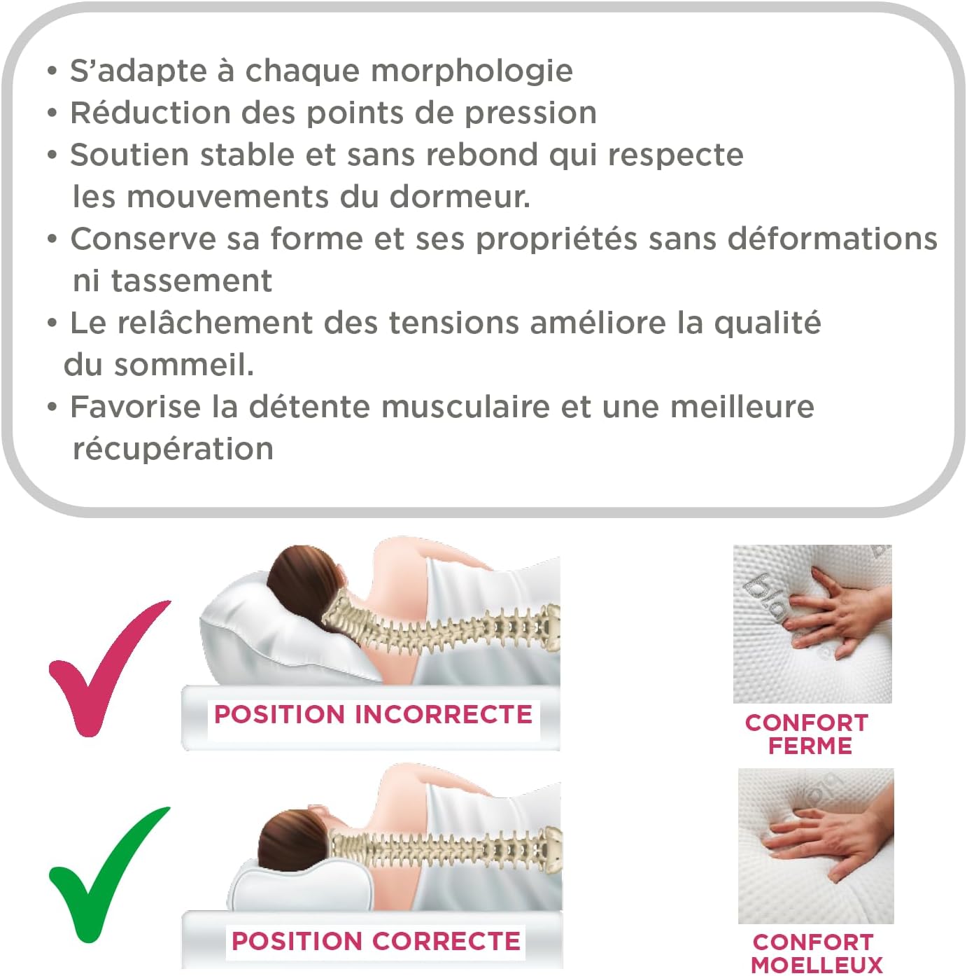 Blanrêve - Oreiller à Mémoire de Forme - Confort Moelleux - 55x35cm 4