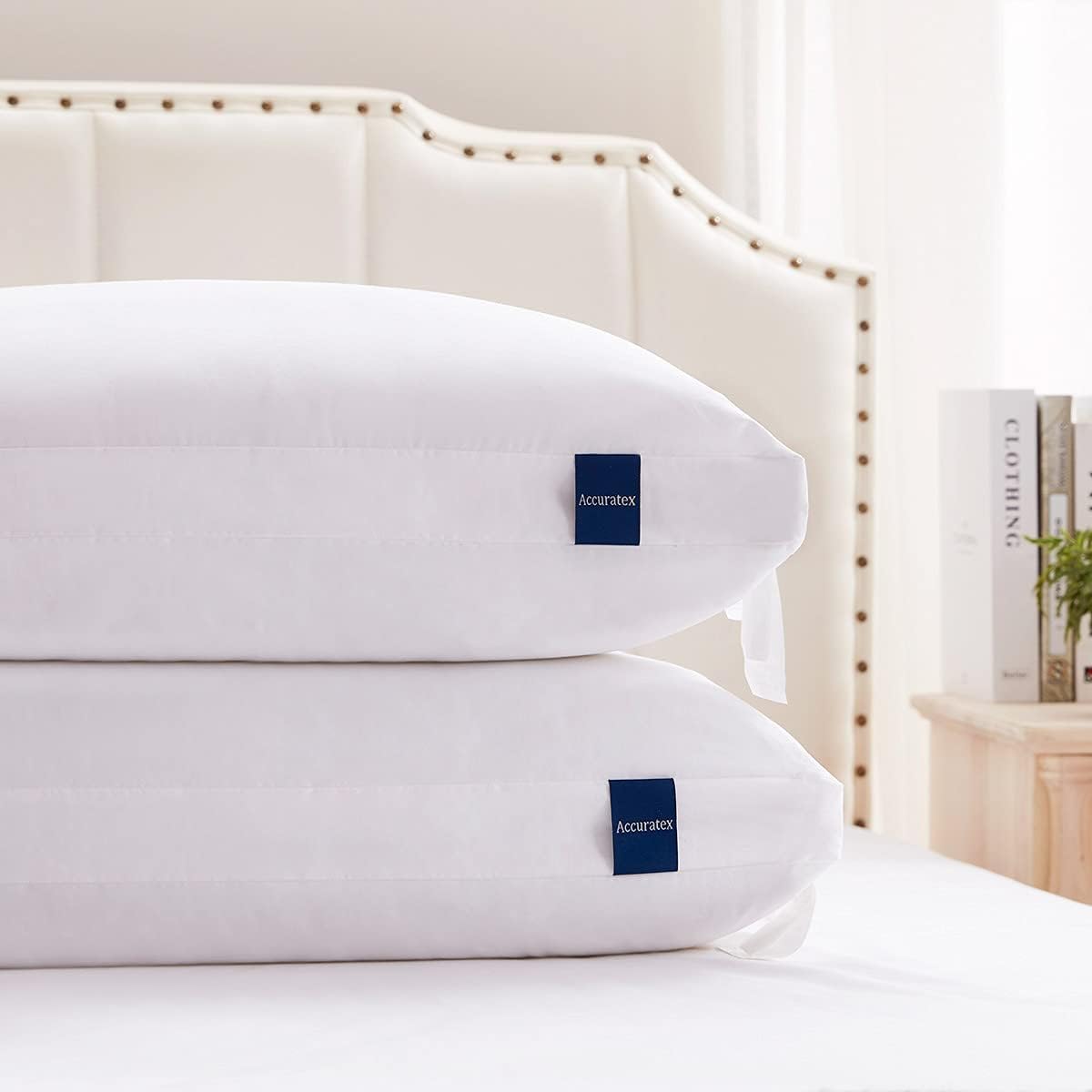 ACCURATEX Lot de 2 Oreillers Hybrides à Mémoire de Forme 40×60 cm Blanc 40×60 cm 7