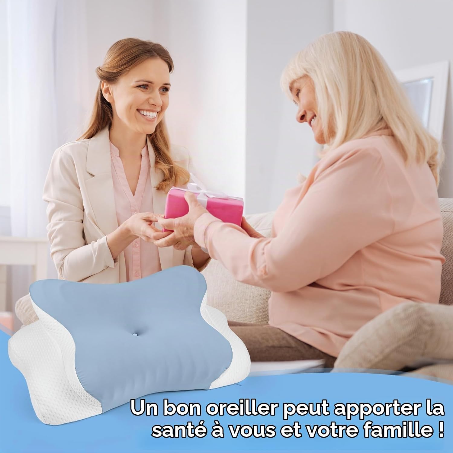 Dreamhigh® Oreiller Memoire Forme 2 en 1, Soulagement Efficace des Douleurs, Oreiller Ergonomique pour Côté, Dos &amp; Ventre, 7