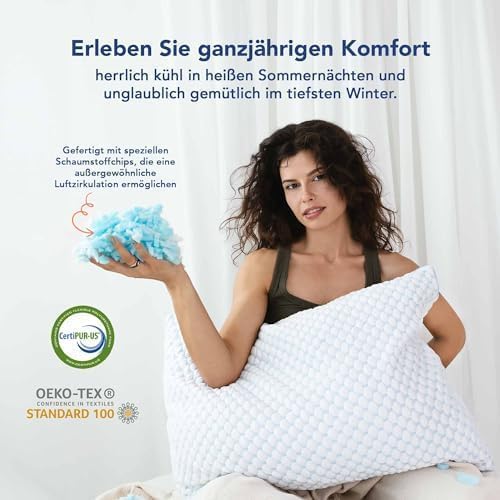 MKS Oreiller Memoire Forme 60x60 – Oreiller Nuage Ergonomique pour la Détente – Coussin Mémoire de Forme Rafraîchissant et 5