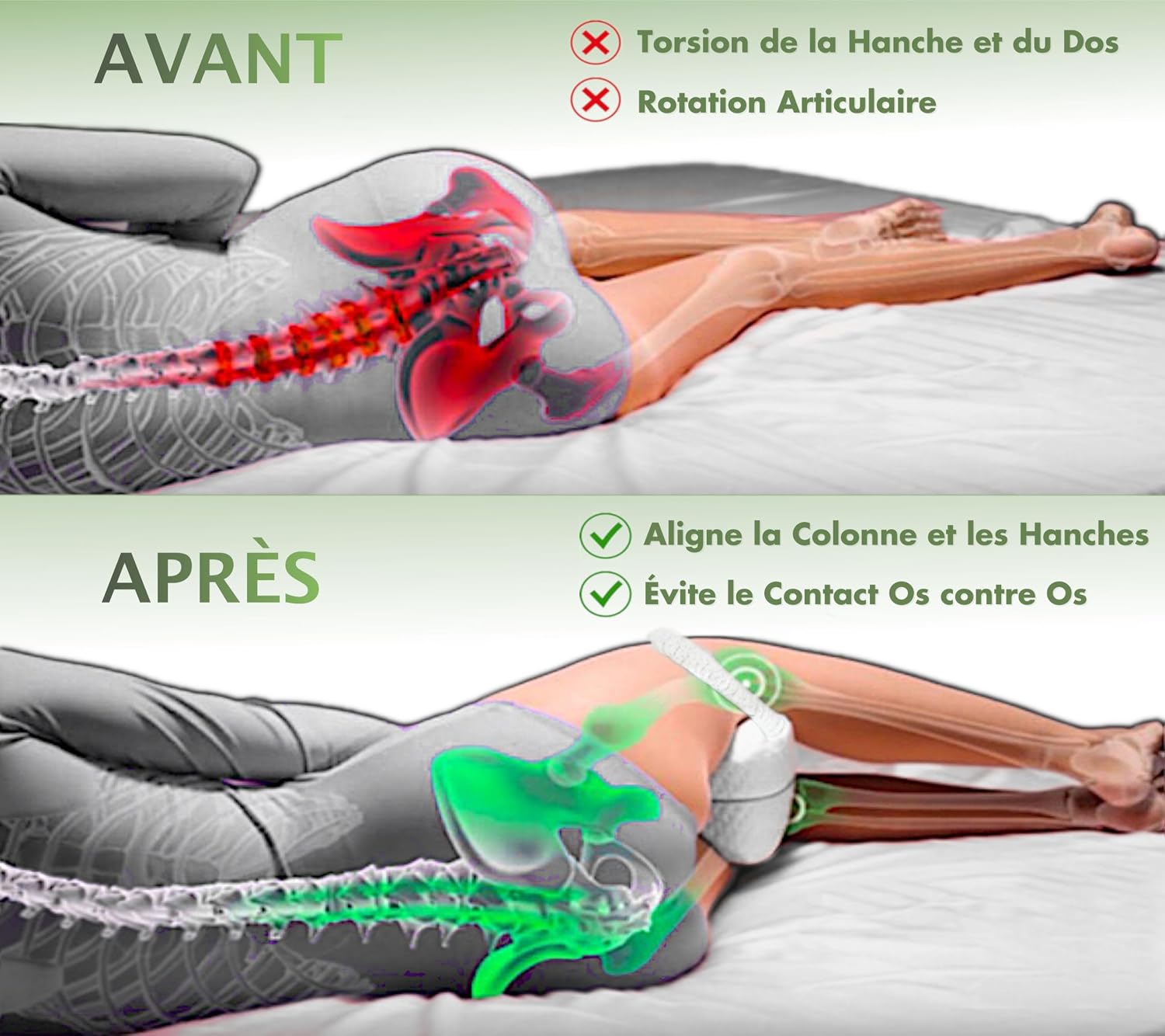 MillyBeas Coussin pour Genoux et Entre Jambes à Mémoire de Forme Orthopédique pour Dormir sur Le Côté, Soulage Les Douleurs 3