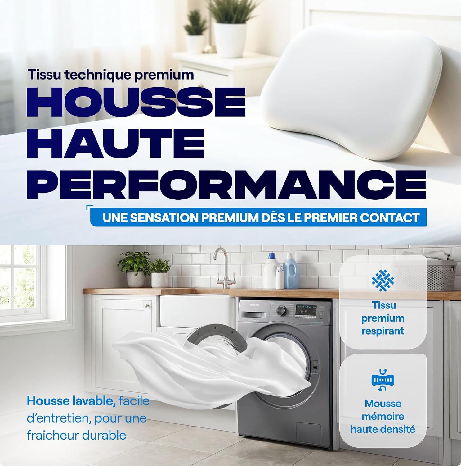 Oreiller Ergonomique Cervical Soulage Tensions, Mémoire de Forme 7