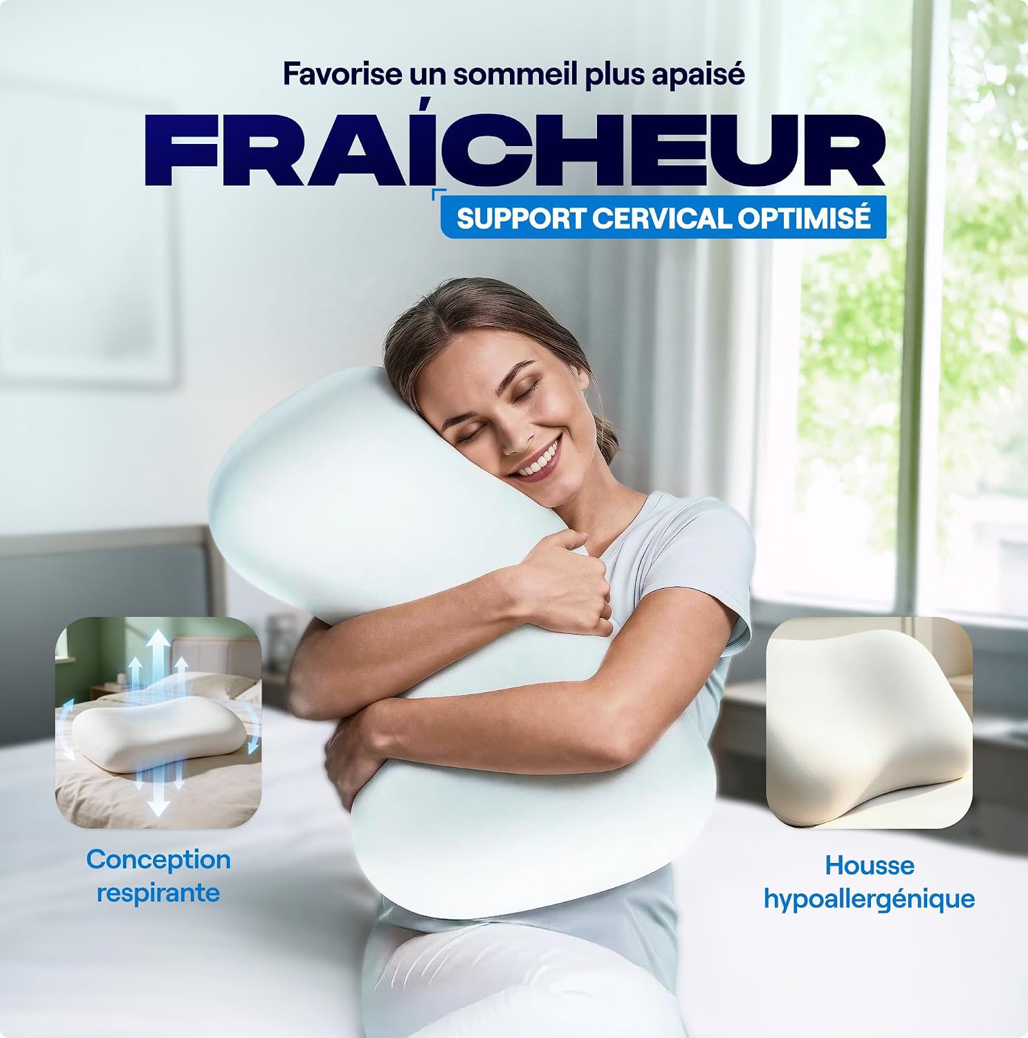 Oreiller Ergonomique Cervical Soulage Tensions, Mémoire de Forme 8