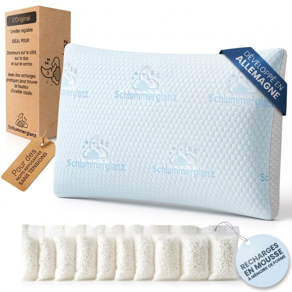 Oreiller à Mémoire de Forme 40x80, Hauteur Réglable – Oreiller Ergonomique Orthopédique, Douleurs Cervicales, Dos et Côté – G
