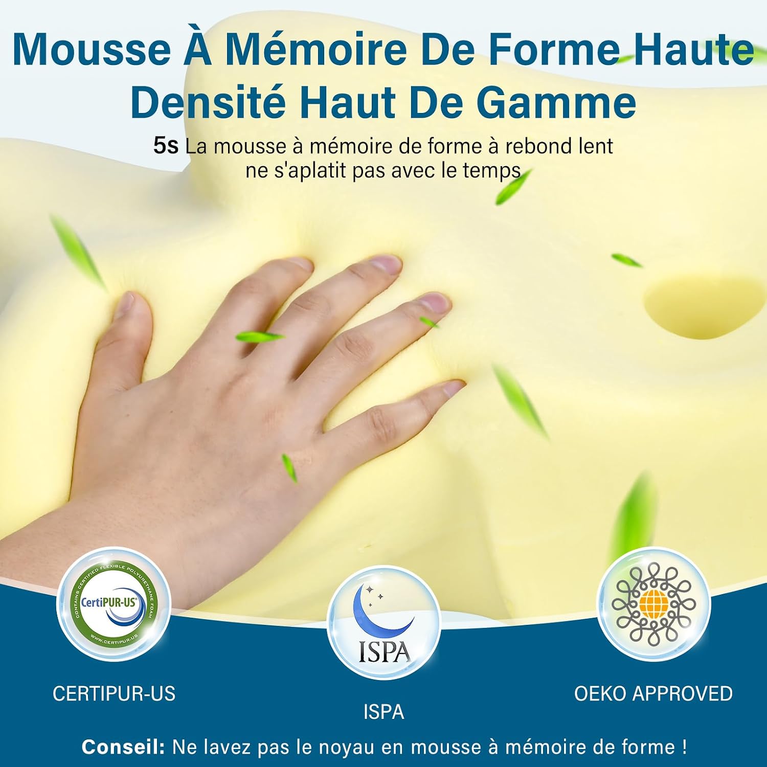 Oreiller Ergonomique Cervical, 2 en 1 Oreiller Memoire Forme Coussin Ergonomique pour la Nuque, pour Dormir sur Le côté, Le 7