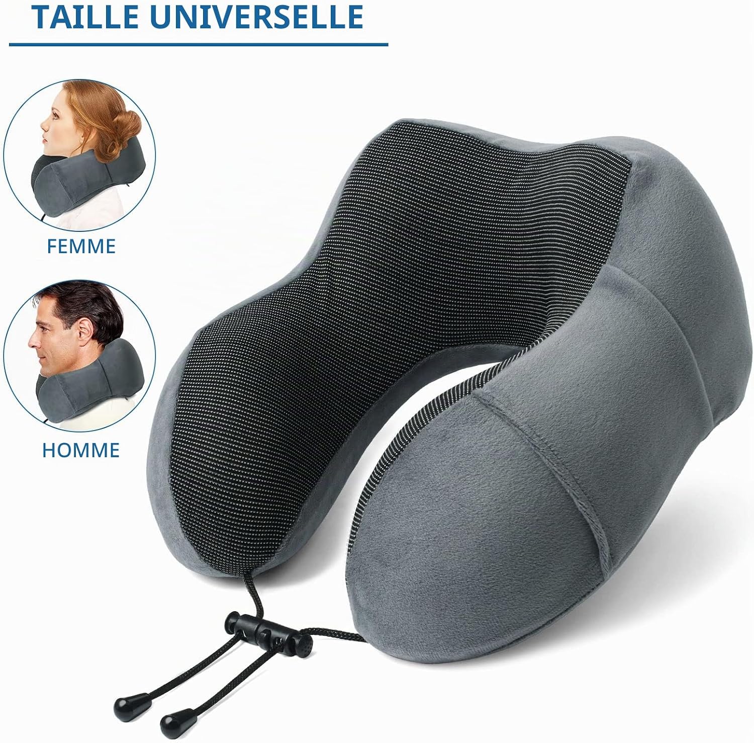 Oreiller de Voyage, Oreiller Cervical en Mousse à mémoire de Forme, Coussin de Support Cervical Essentiel pour Voyager, Sac 6