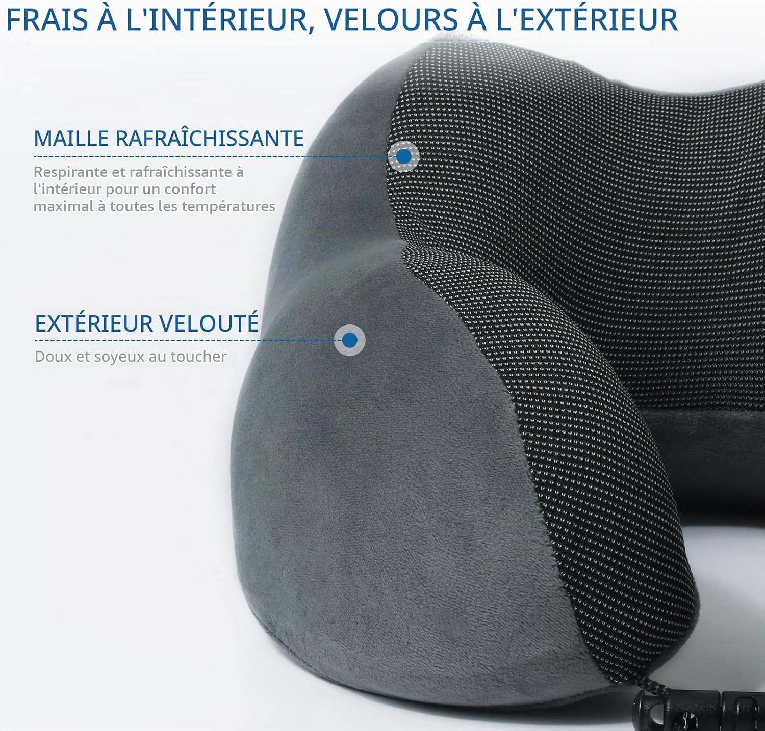 Oreiller de Voyage, Oreiller Cervical en Mousse à mémoire de Forme, Coussin de Support Cervical Essentiel pour Voyager, Sac 7