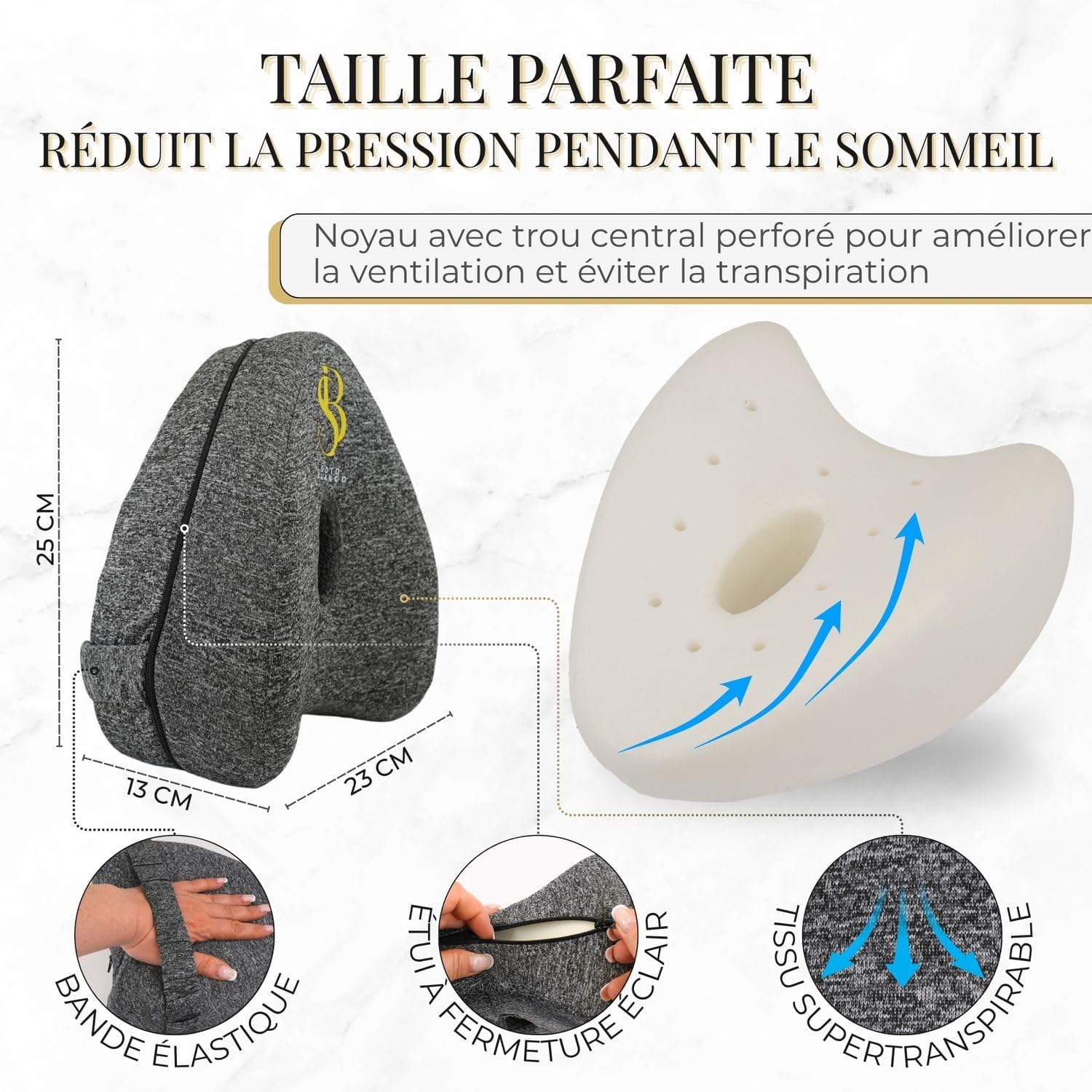 SOTO BLANCO Premium Coussin Genoux pour Dormir Type Celsius Orthopédique avec Mousse à Mémoire de Forme | Coussin Entre Jam 3