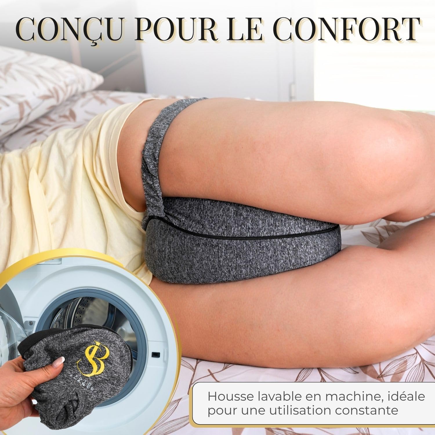 SOTO BLANCO Premium Coussin Genoux pour Dormir Type Celsius Orthopédique avec Mousse à Mémoire de Forme | Coussin Entre Jam 7