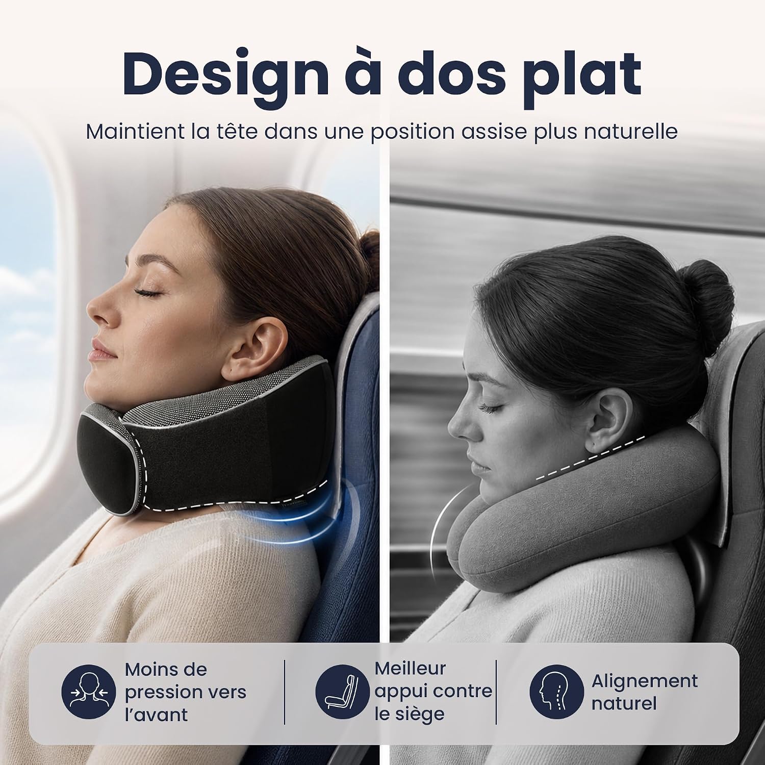 COSYLAND Coussin de Voyage Cervical à Capuche en Mousse à Mémoire de Forme Noir Avec capuche 6