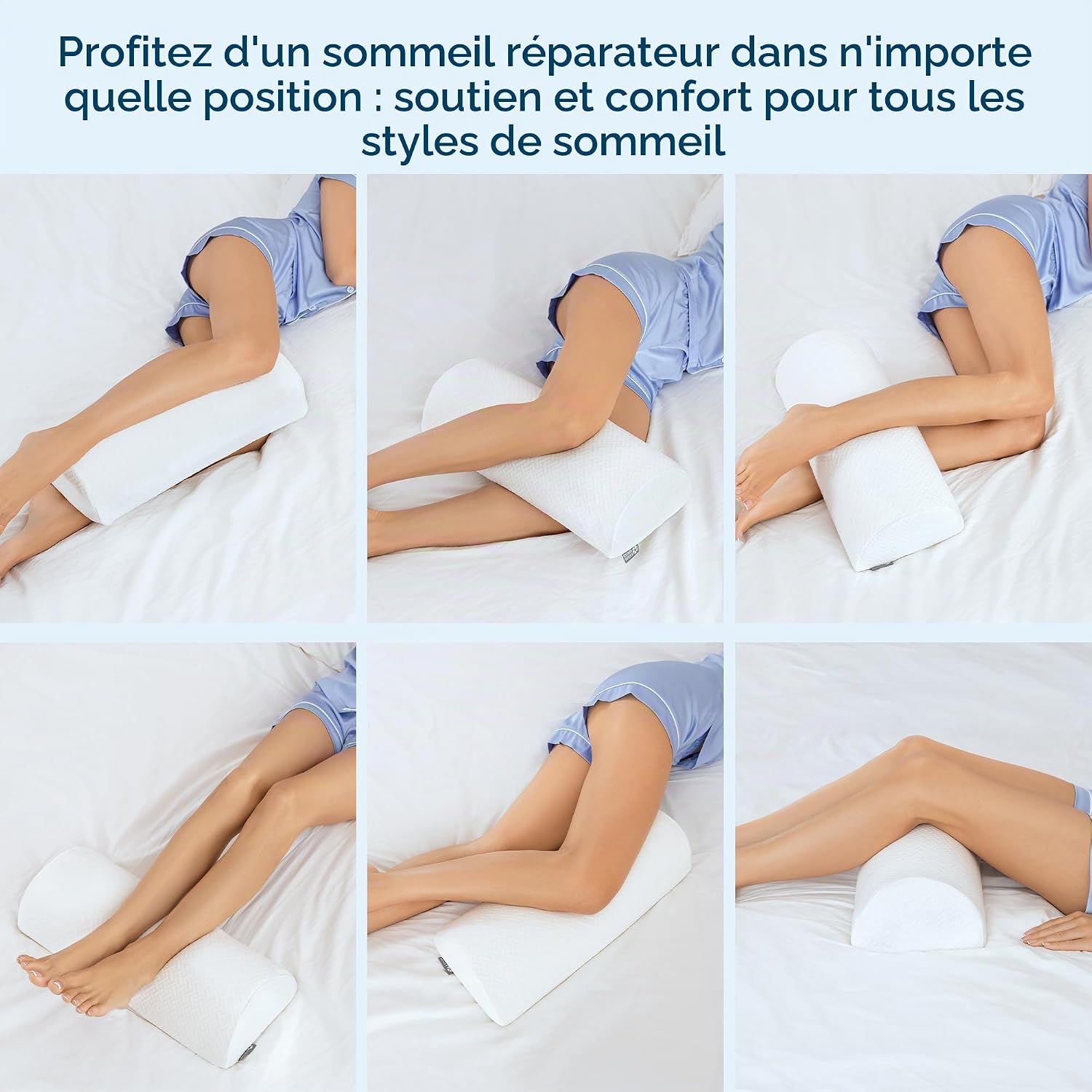 5 Stars United Coussin Demi Lune, Coussin sous Genoux Mémoire de Forme Blanc Grand 4