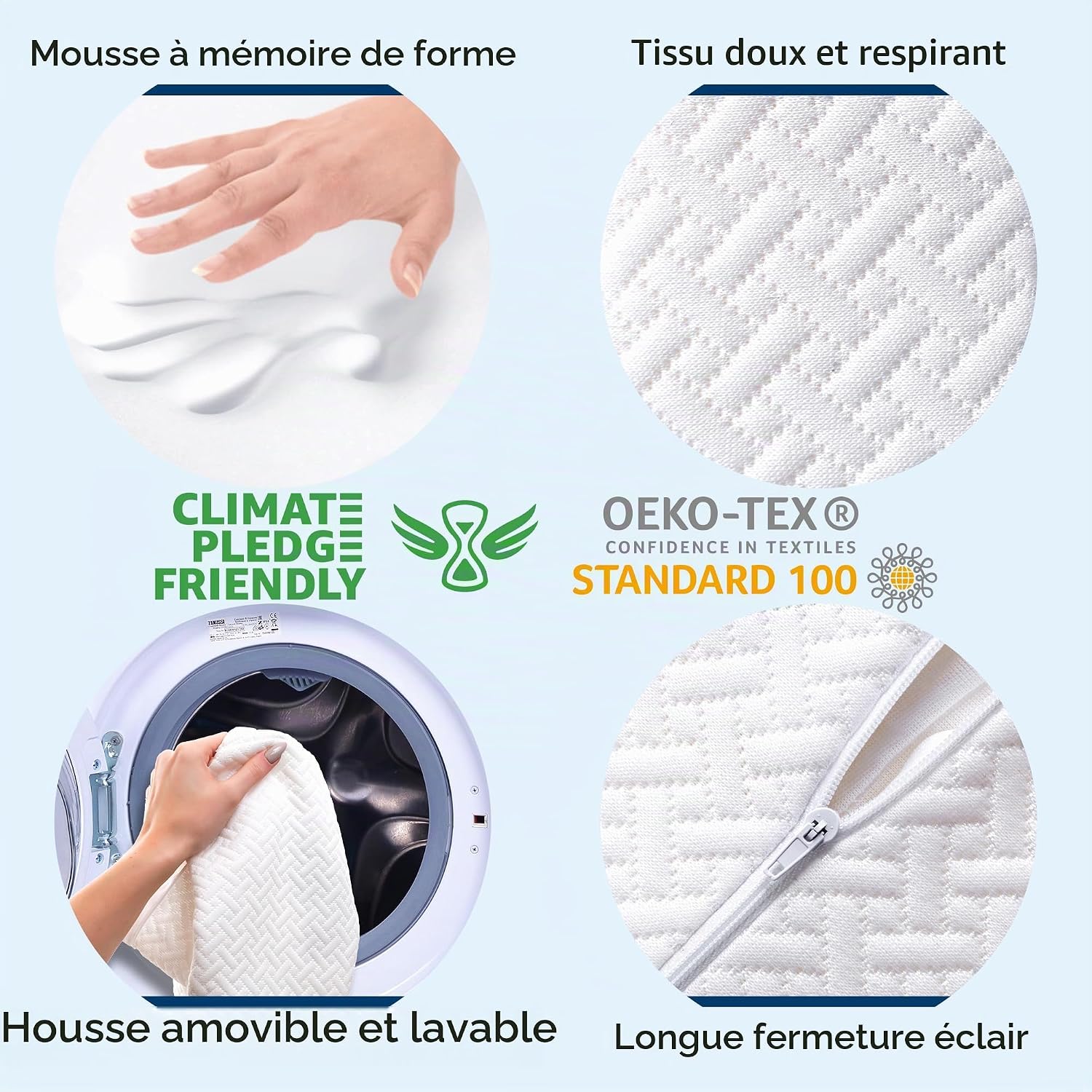 5 Stars United Coussin Demi Lune, Coussin sous Genoux Mémoire de Forme Blanc Grand 5