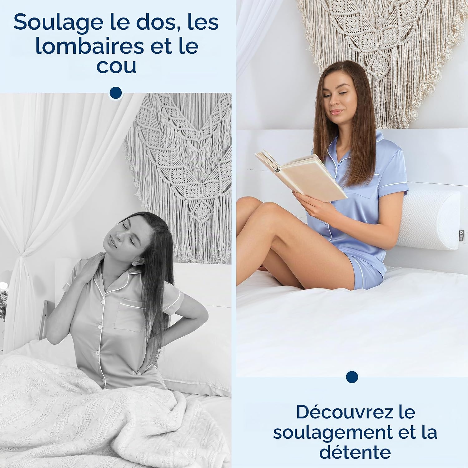 5 Stars United Coussin Demi Lune, Coussin sous Genoux Mémoire de Forme Blanc Grand 6