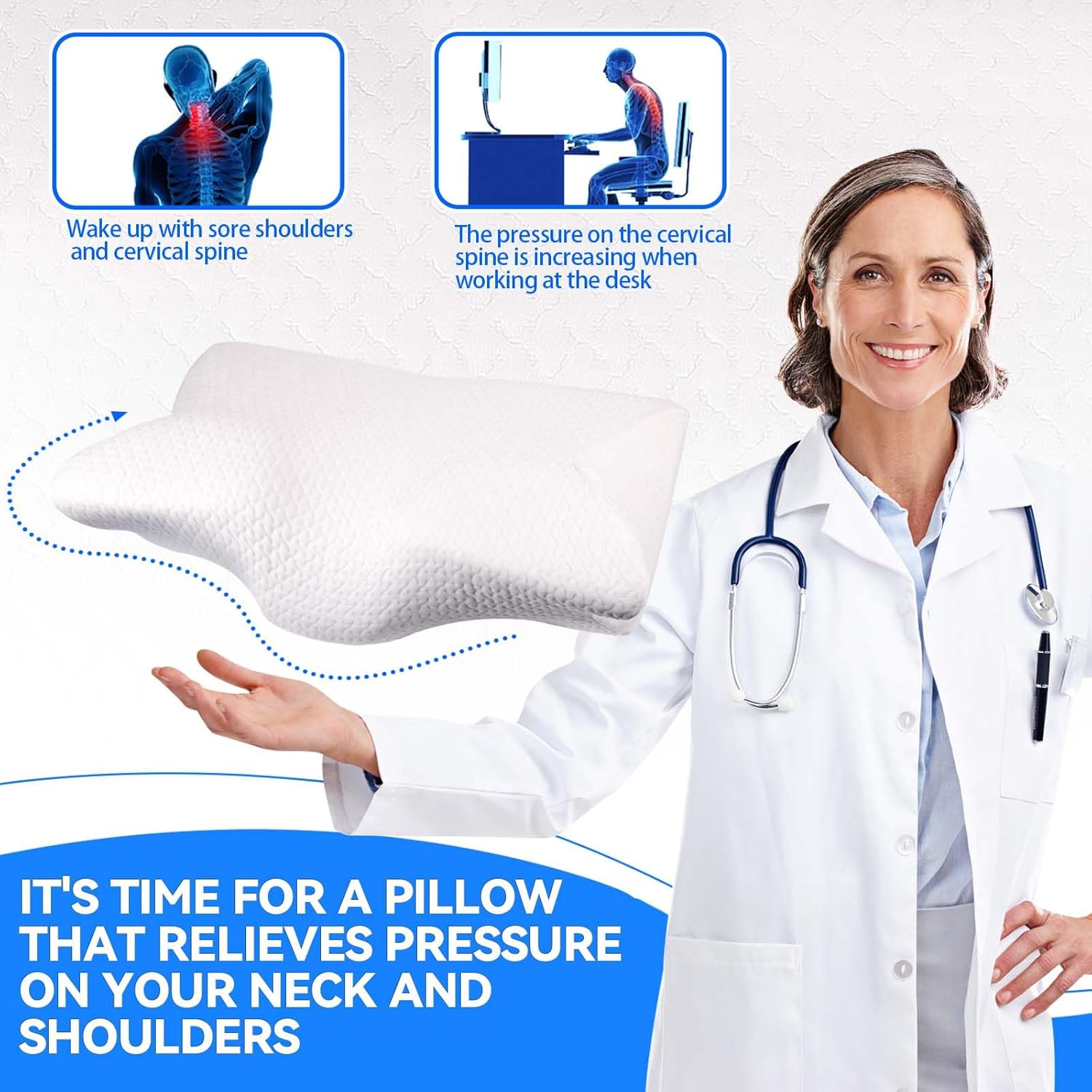 PQETBV-Oreiller-Orthopédique-Soulagement-Douleurs-Nuque