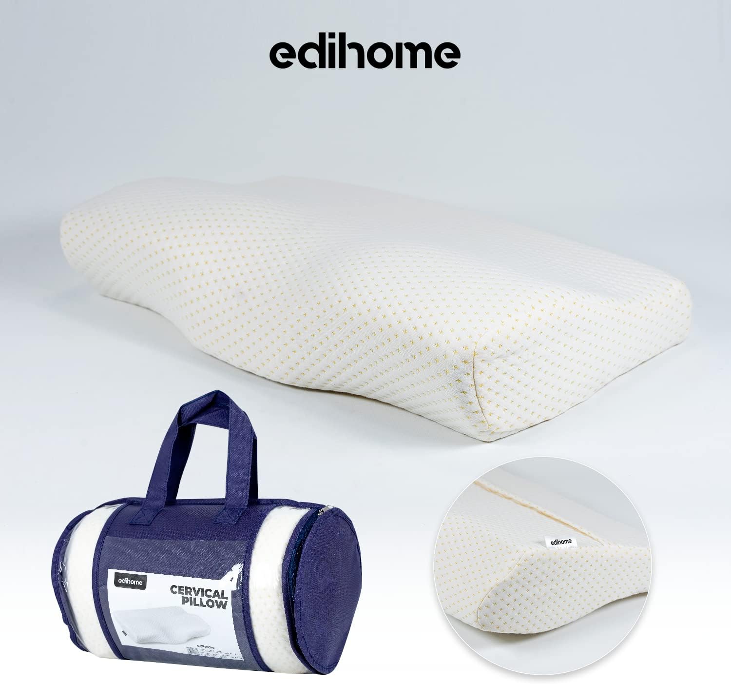 Edihome-Coussin-Cervical-Hypoallergénique-Avec-Housse-Coton