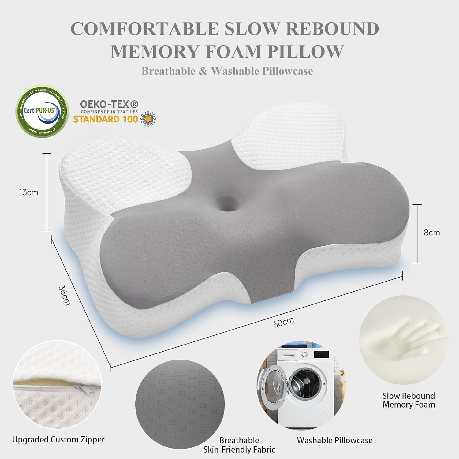 Z-hom-Oreiller-Orthopedique-Taie-Lavable-Hypoallergenique