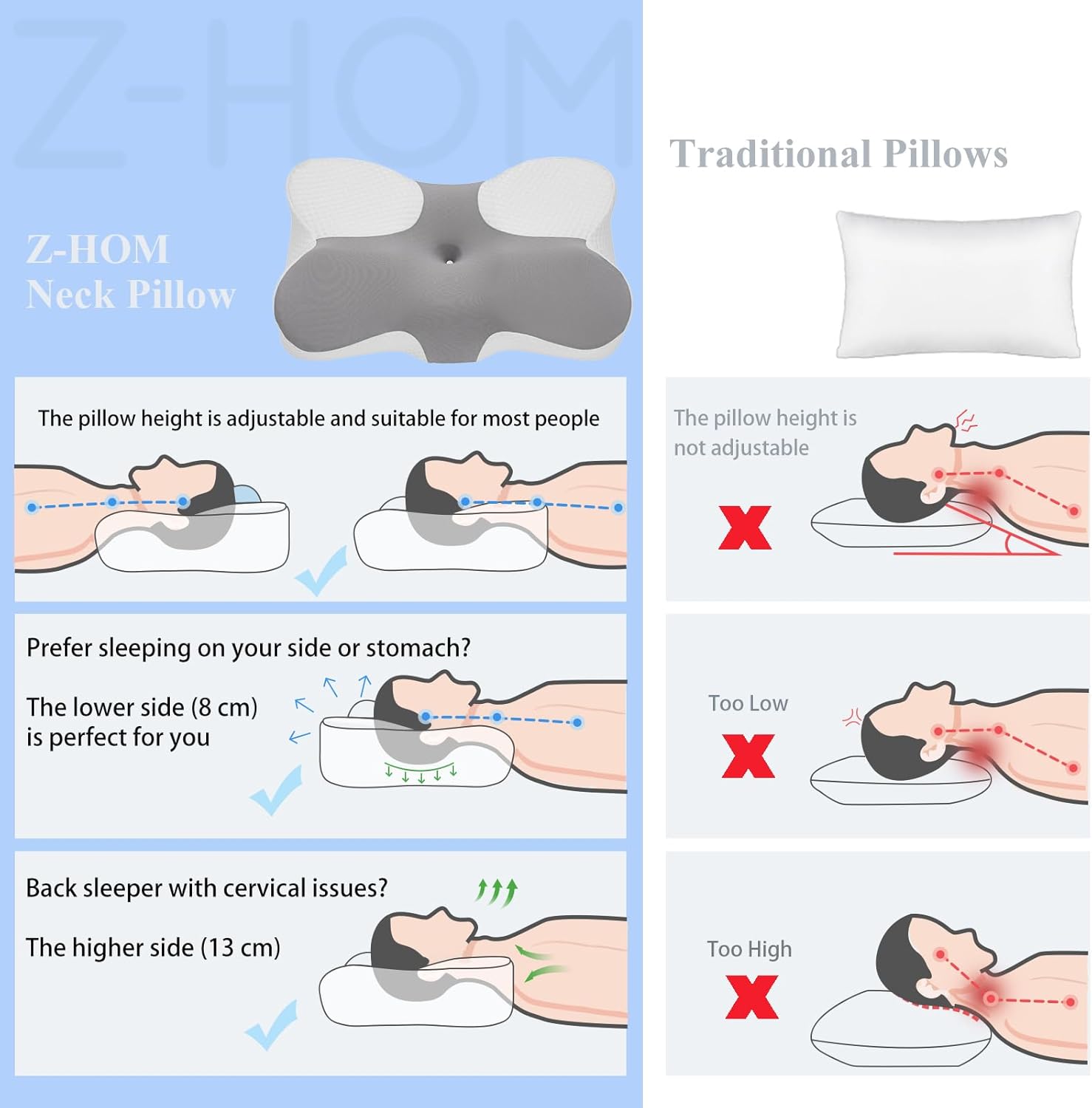 Oreiller-Ergonomique-Z-hom-Pour-Dormeurs-Sur-Le-Côté-Le-Dos-Le-Ventre