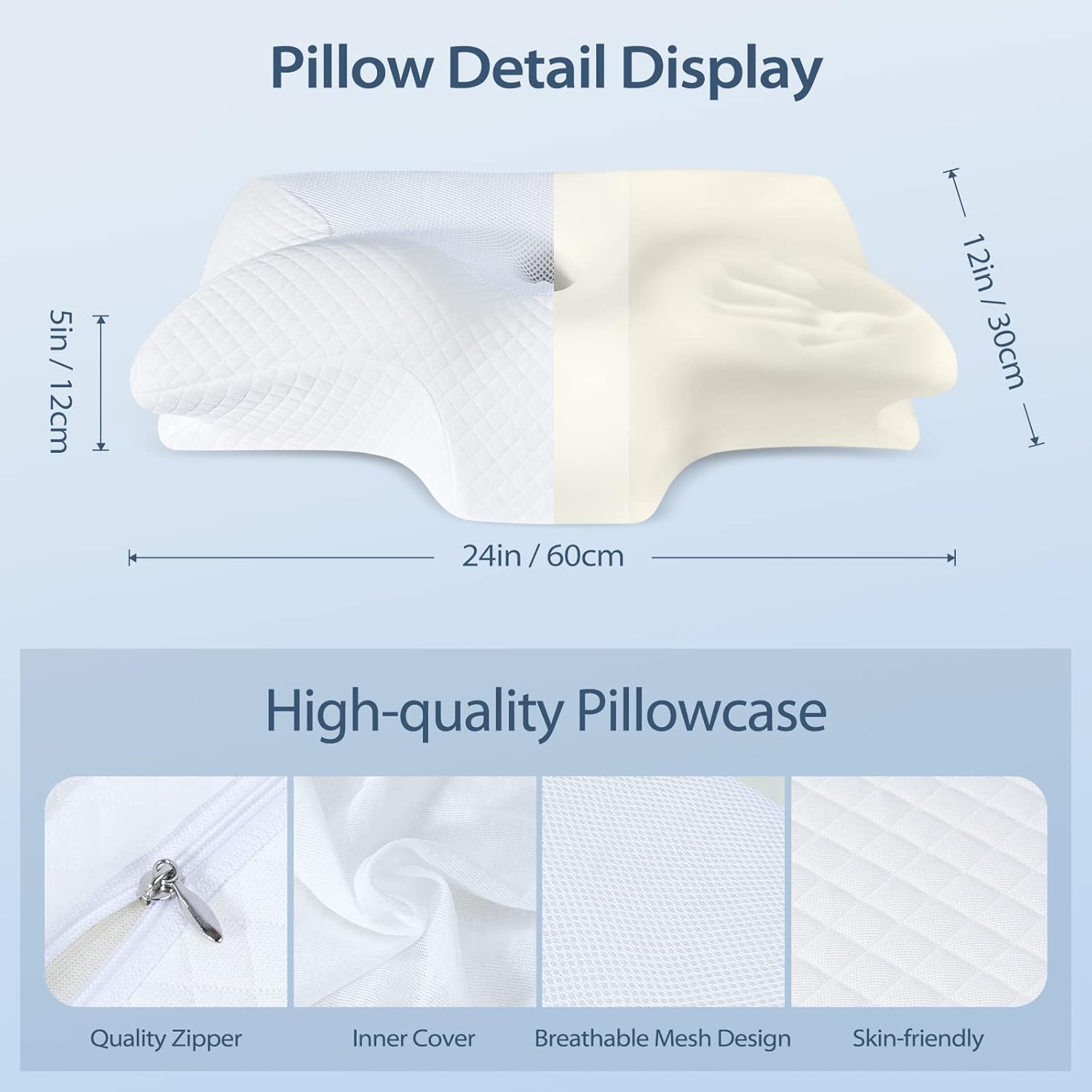 HOMECA-Oreiller-Ergonomique-Dimensions