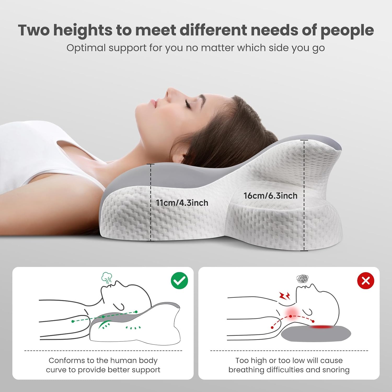 JINXIA-Oreiller-Orthopédique-Ergonomique-Gris-Pour-Soutien-Du-Cou