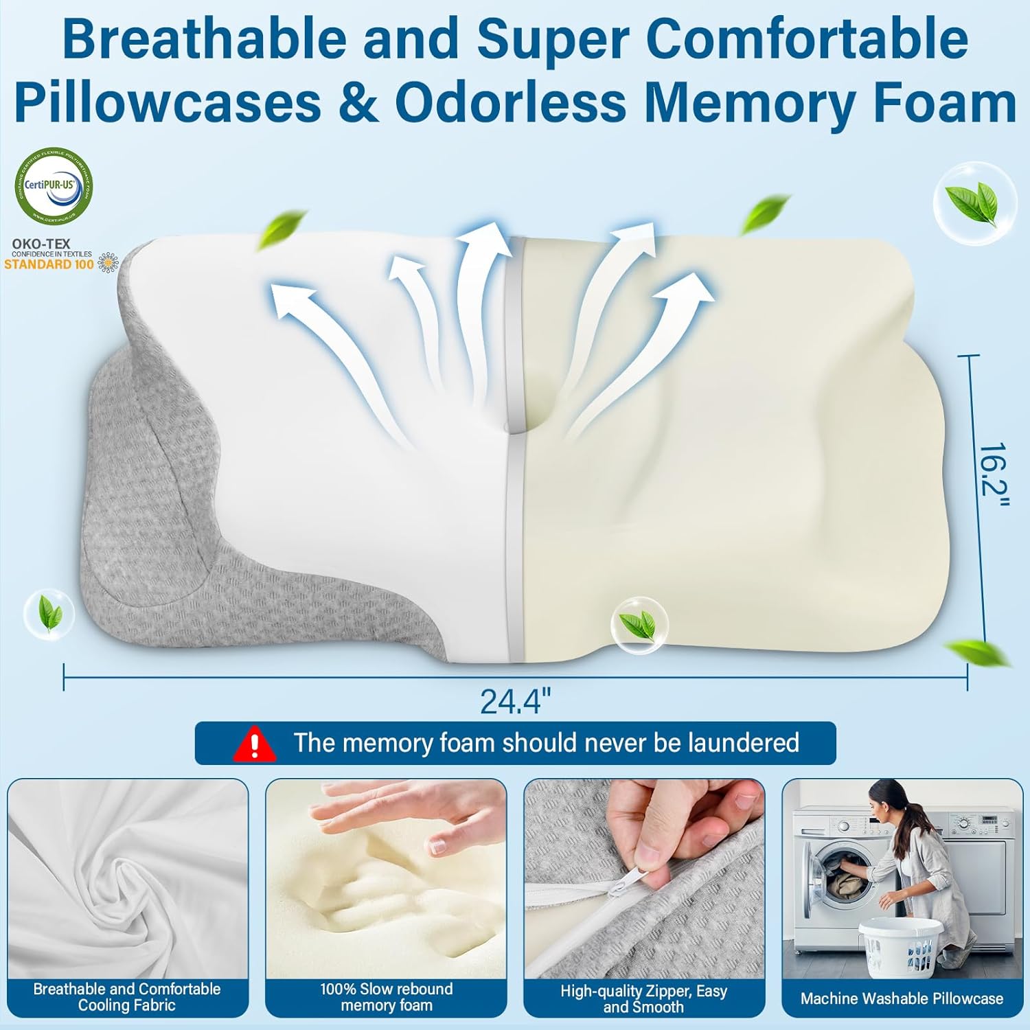 Ehomfory-Oreiller-Ergonomique-Haute-Qualité-Housse-Blanc-Gris