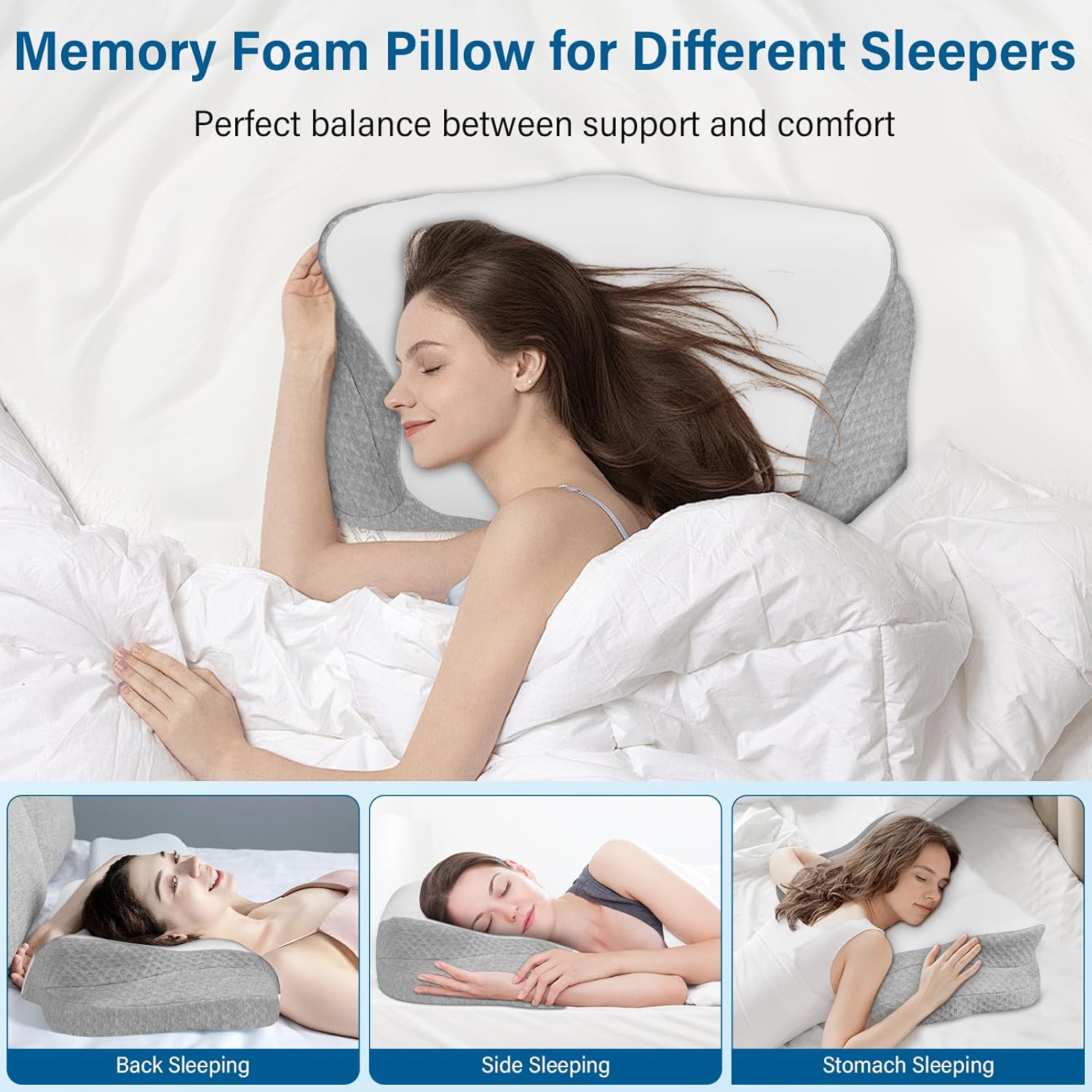 Ehomfory-Oreiller-Memoire-Forme-Confort-Pour-Toutes-Positions-De-Sommeil