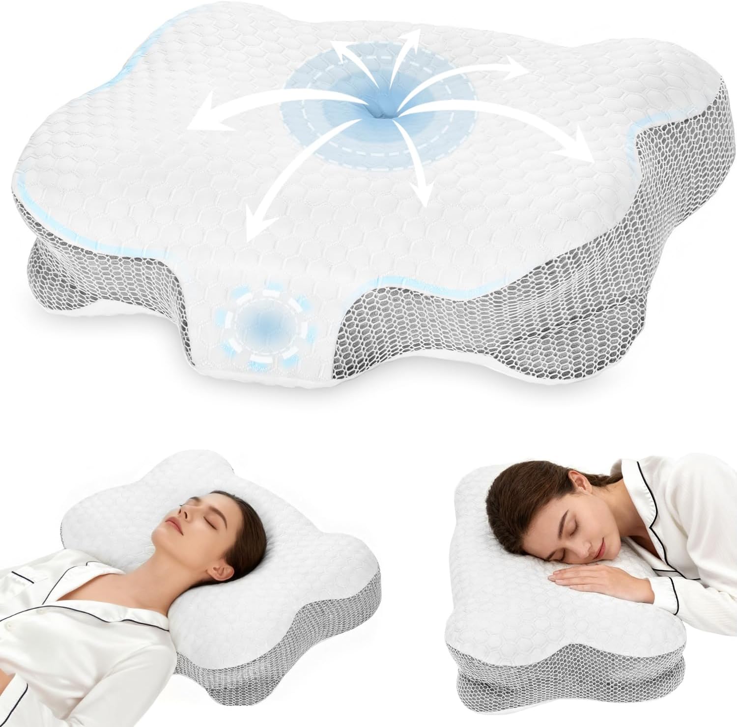 dozion-oreiller-ergonomique-cervical-orthopedique-memoire-de-forme-soutien-lateral-et-dorsal-housse-lavable-58x40x10-13-cm-blanc