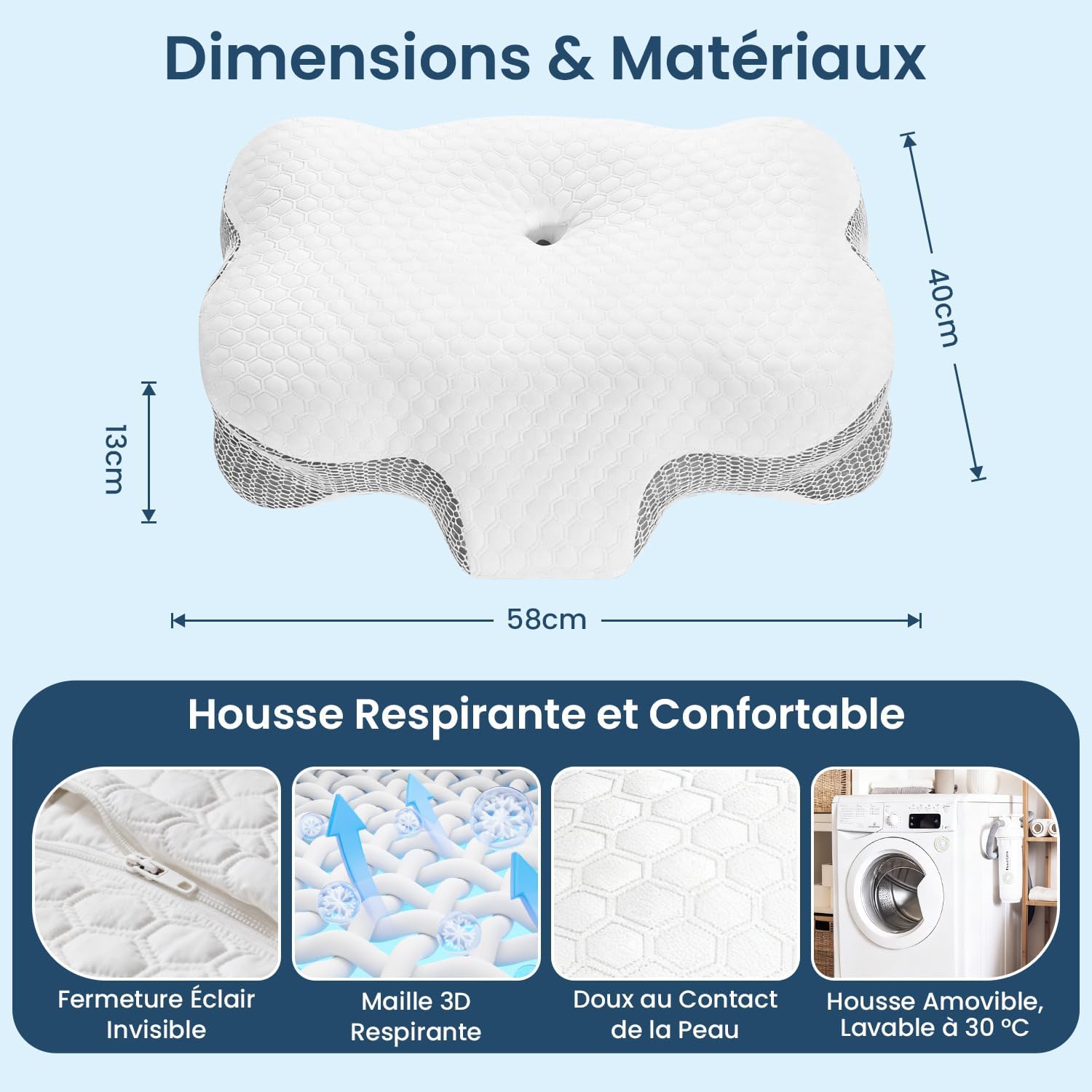 dozion-oreiller-ergonomique-cervical-orthopedique-memoire-de-forme-soutien-lateral-et-dorsal-premium-58x40x10-13-cm-blanc
