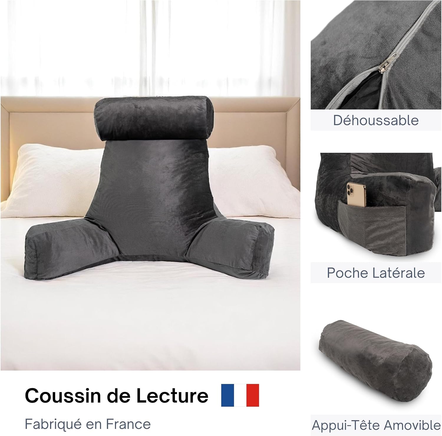 bananair-coussin-de-lecture-premium-housse-lavable-soutien-dorsal-accoudoirs-ergonomique-fauteuil-de-lecture-gris