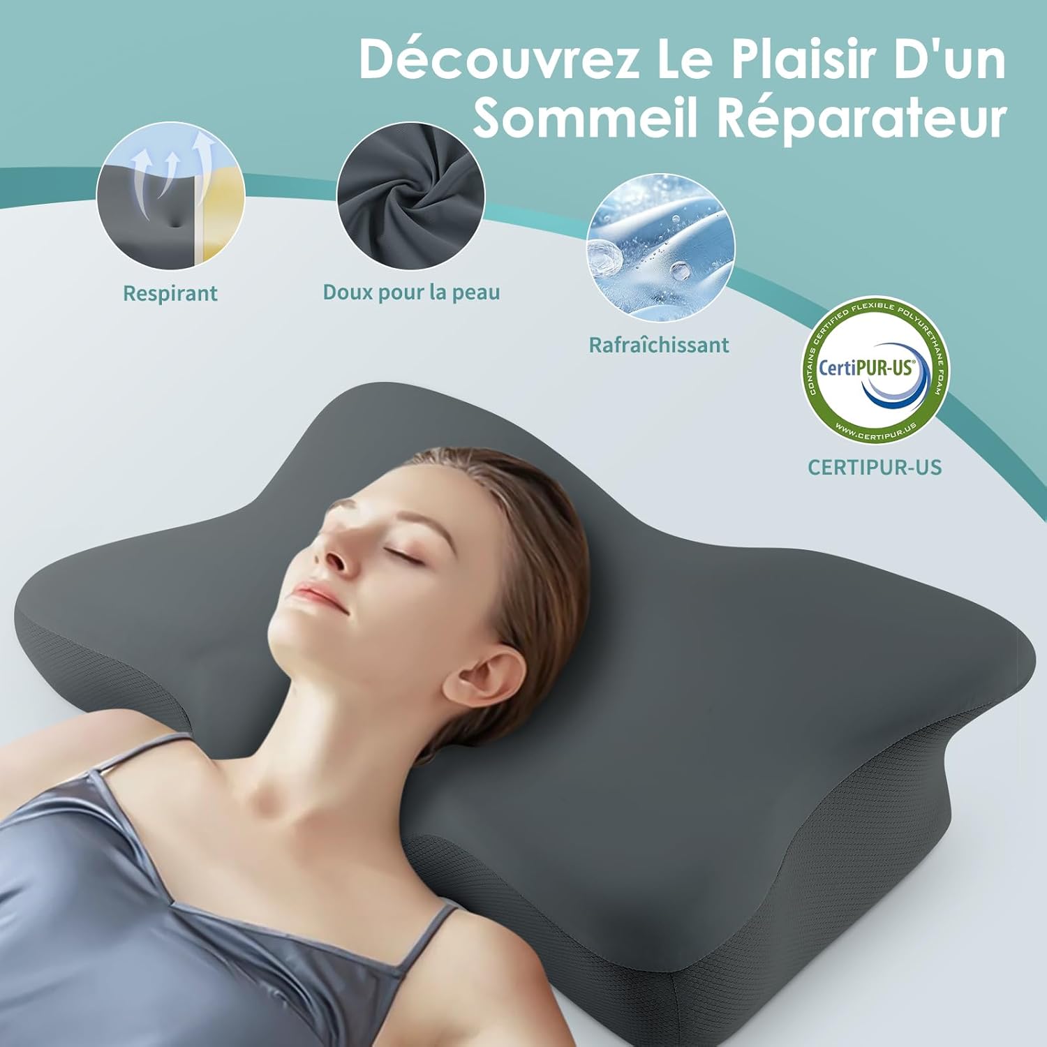 silkena-oreiller-ergonomique-cervical-mousse-memoire-respirant-sommeil-reparateur-gris-fonce-64cmx41cmx10cm